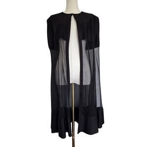 St. John M/L Sheer Layering Cape NWT Black Shawl Quiet Luxury Avant Garde